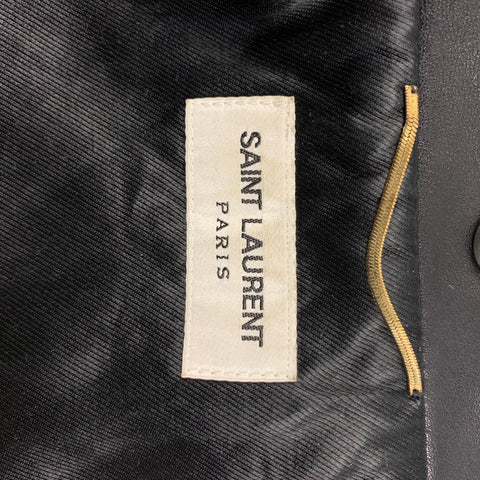 SAINT LAURENT Chaqueta motera de piel de cordero negra talla 4
