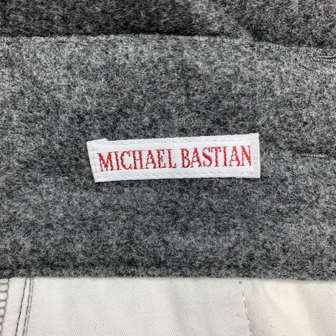 MICHAEL BASTIAN Size 32 Heather Grey Wool Double Belt Cuffed Pants