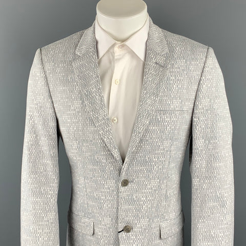 CALVIN KLEIN COLLECTION Size 36 Grey & White Woven Notch Lapel Sport Coat