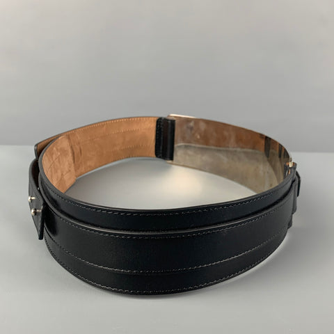 MICHAEL KORS Size S Black Silver Metal Leather Belt