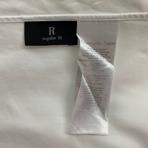 ERMENEGILDO ZEGNA Size L White Cotton Tuxedo Long Sleeve Shirt