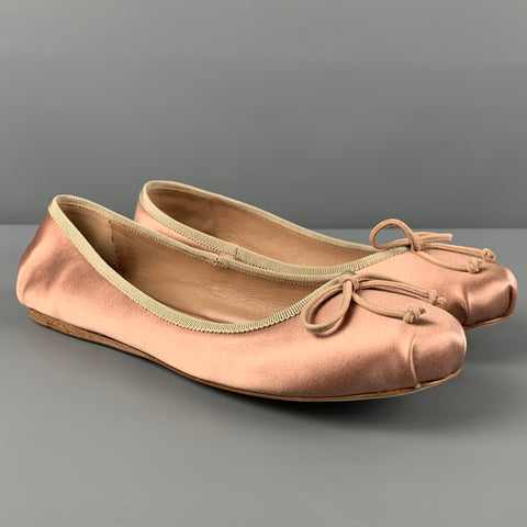 Bailarina de seda champán PRADA Talla 7 Zapatos planos de mujer