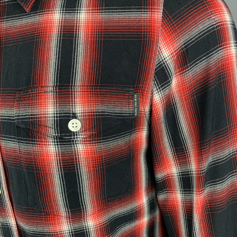 PS by PAUL SMITH Size M Red & Black Plaid Rayon Button Up Patch Pockets Contrast Back Long Sleeve Shirt
