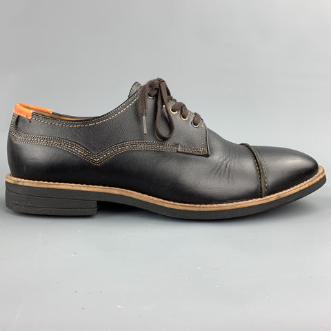 PAUL SMITH JEANS Skull Taille US 9 Chaussures à lacets en cuir noir avec bout renforcé