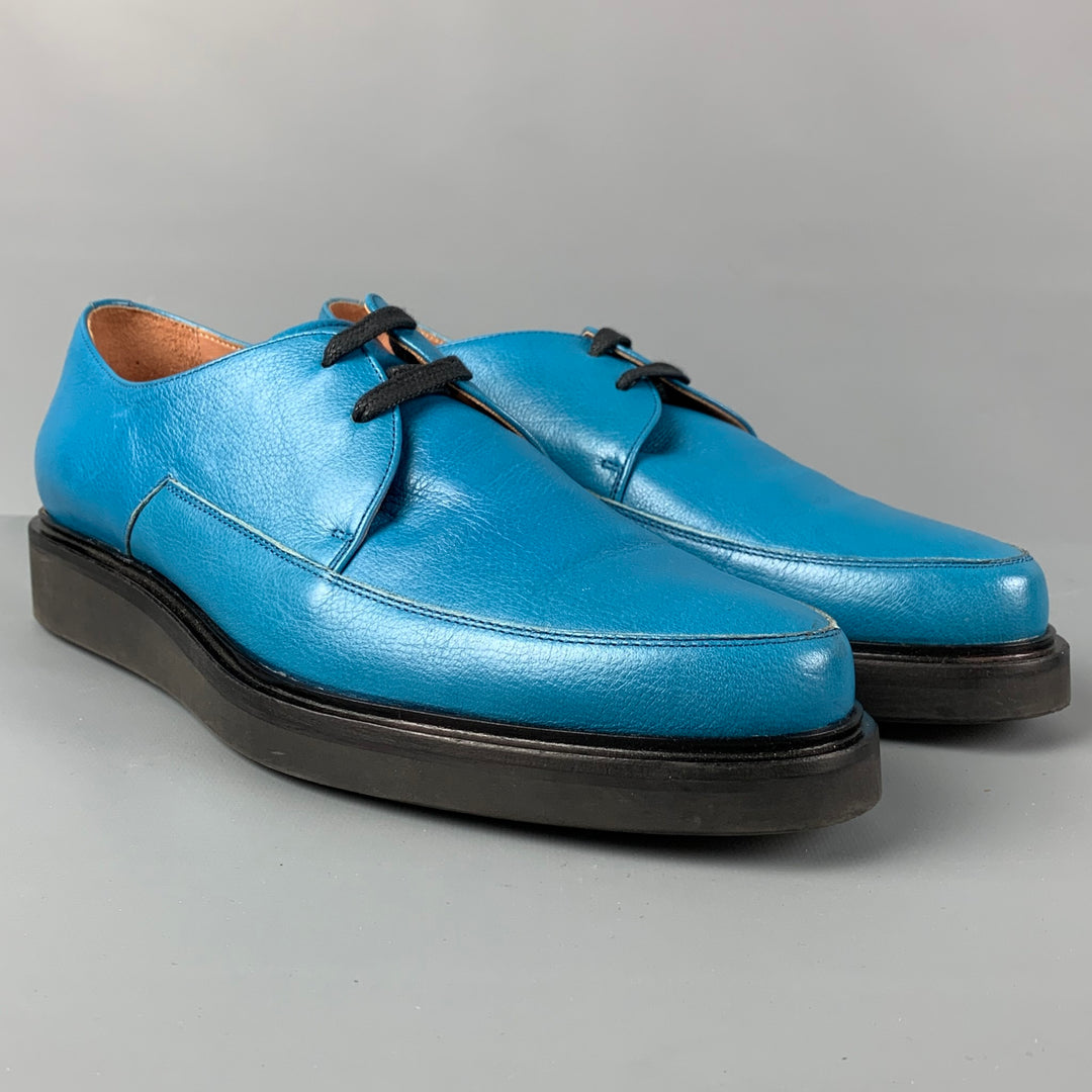 PAUL SMITH Size 10 Blue Leather Lace Up Shoes