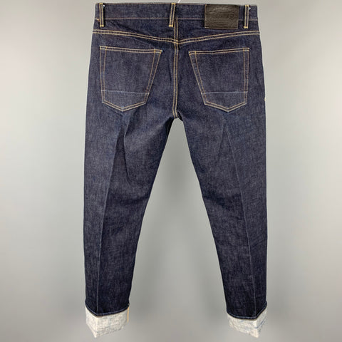 AGAVE Size 36 Indigo Contrast Stitch Selvedge Denim Button Fly Jeans