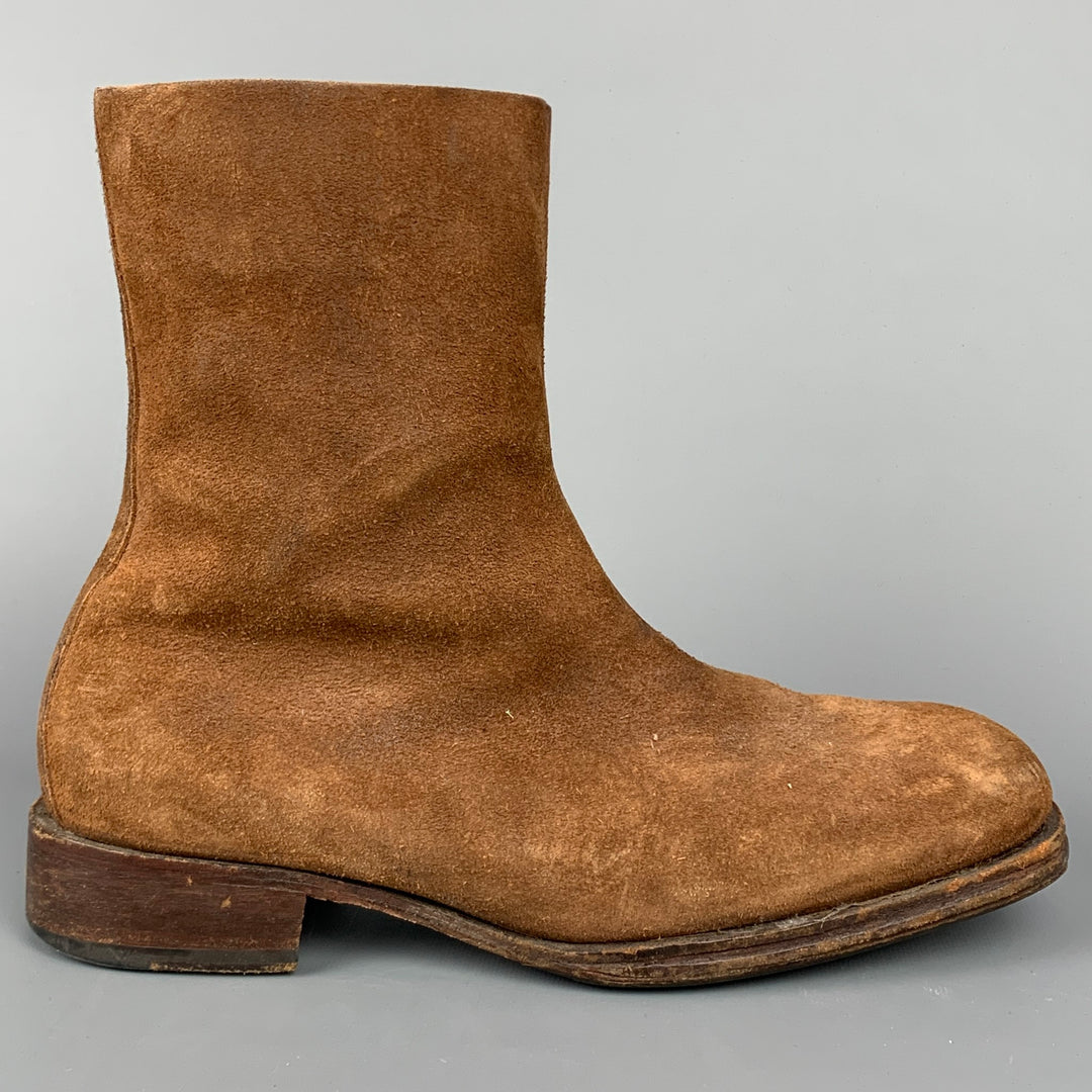 MAISON MARTIN MARGIELA Size 10 Brown Suede Square Toe Boots