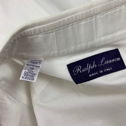 RALPH LAUREN Purple Label Size L White Cotton Tuxedo Long Sleeve Shirt