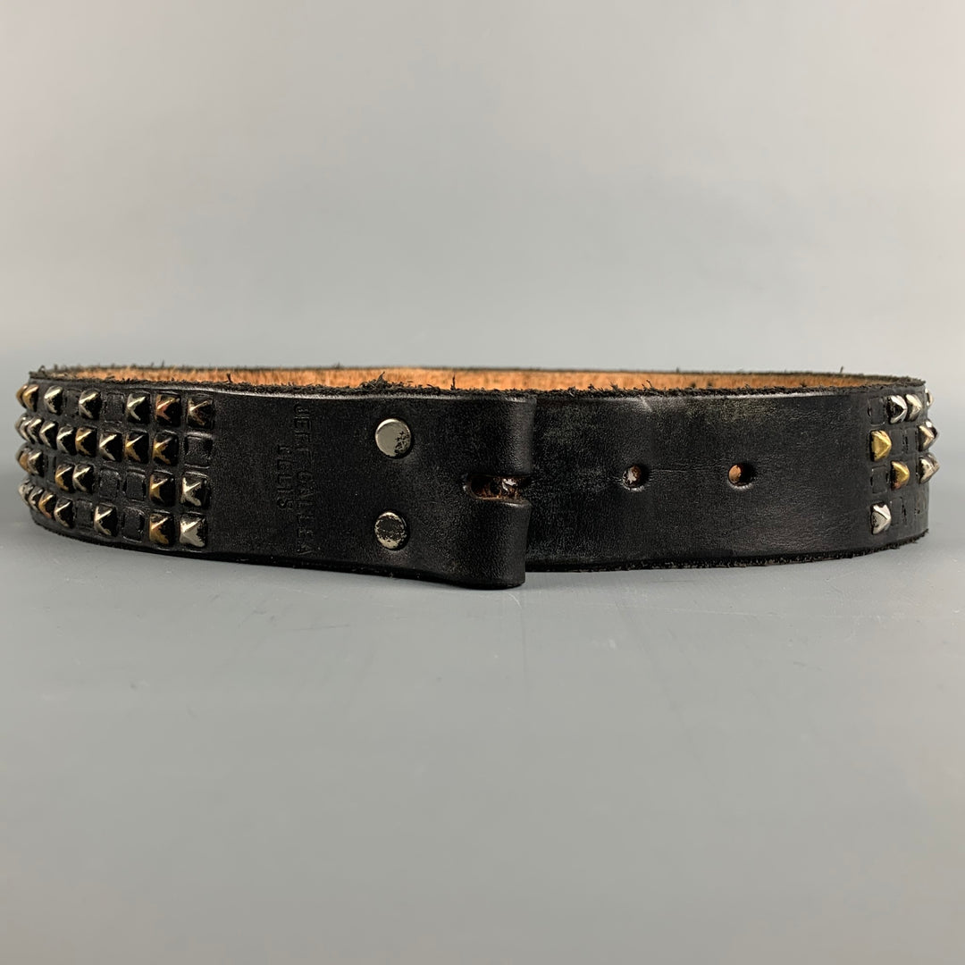 JEFF GALLEA Waist Size S Black & Silver Studded Belt Strap