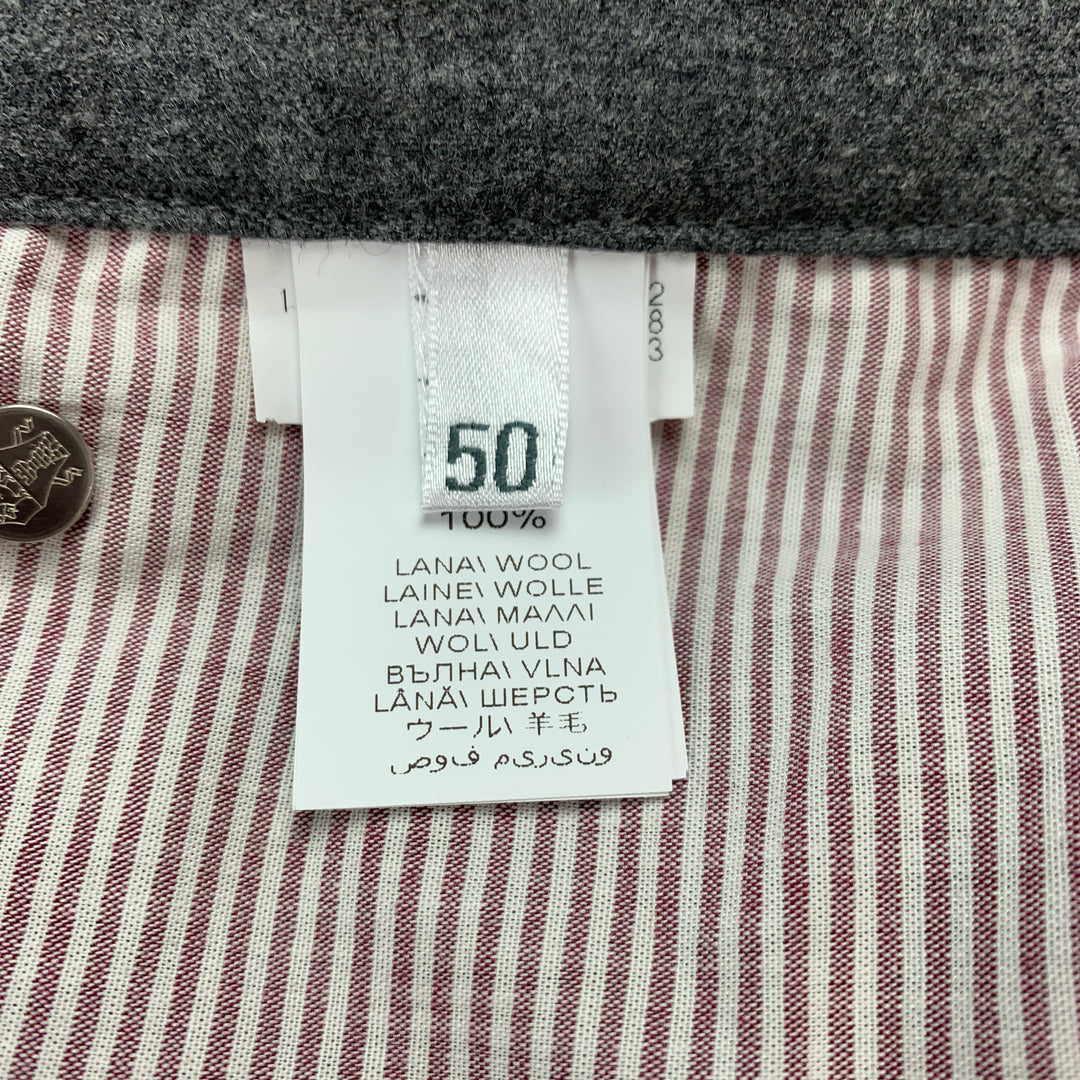 BRUNELLO CUCINELLI Talla 34 Pantalón de vestir con botones de lana gris jaspeado
