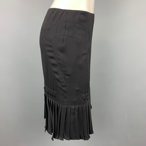 GUCCI Talla 2 Falda plisada de seda con cuentas negras