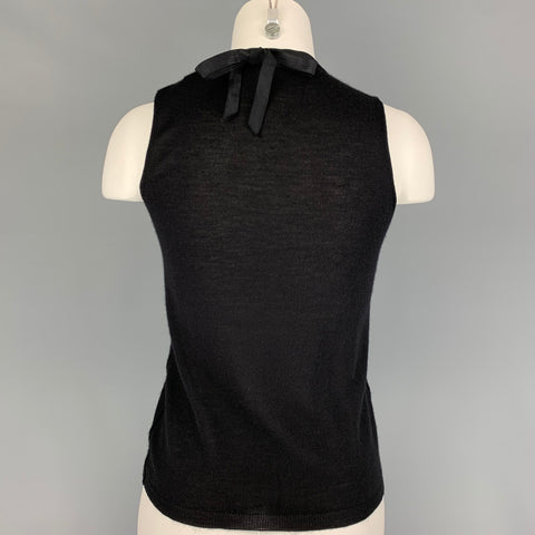 PRADA Size 6 Black Beaded Sleeveless Dress Top