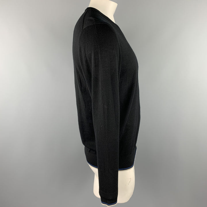 TSE Size L Black Wool V-Neck Pullover