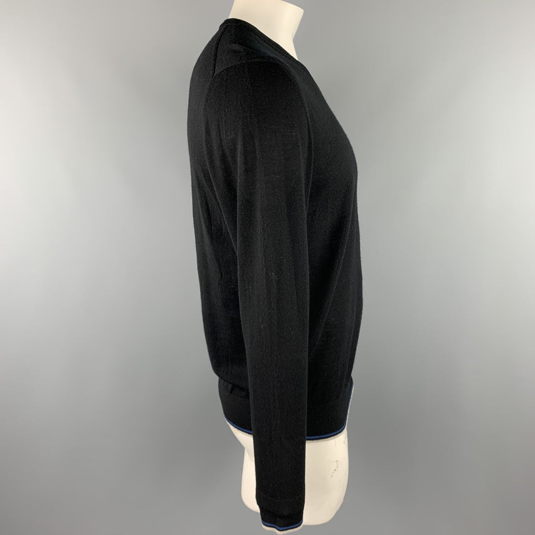 TSE Jersey de lana negro con cuello en V talla L