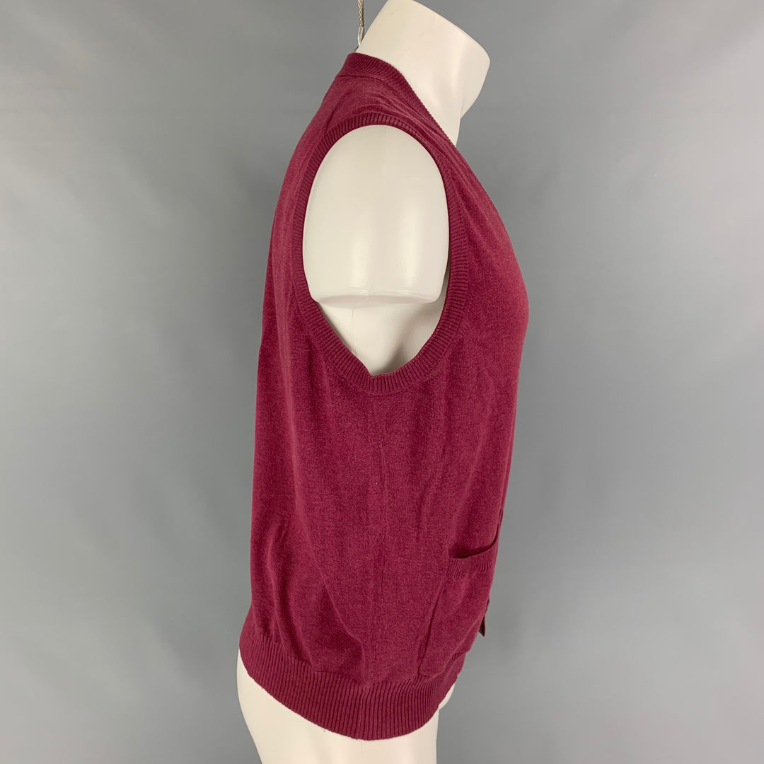 BRUNELLO CUCINELLI Taille S Gilet boutonné en coton bordeaux