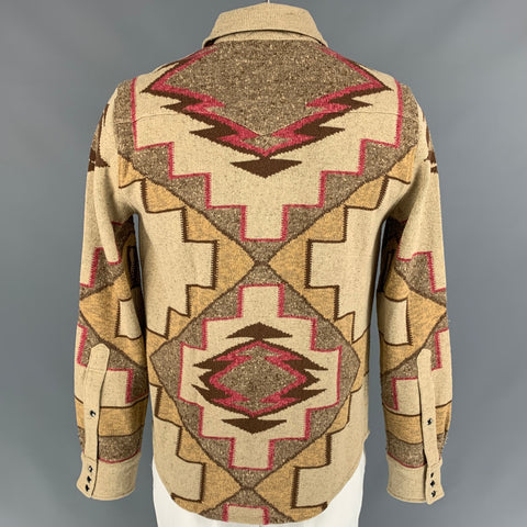RRL by RALPH LAUREN Size L Tan & Brown Heather Silk Blend Long Sleeve Shirt