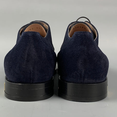 GIORGIO ARMANI Size 11.5 Navy Leather Suede Laces