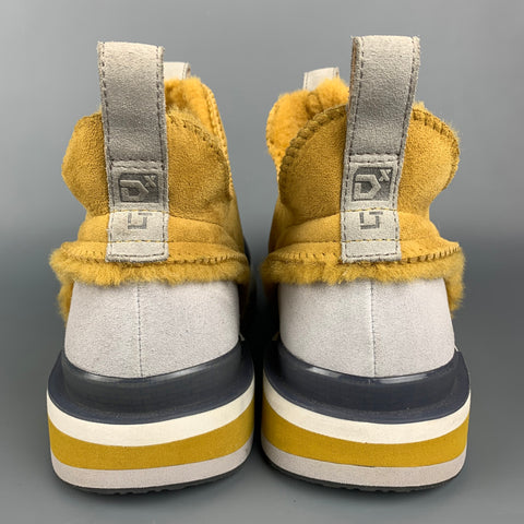 DECKER Taille 10 Bottes à enfiler en peau de mouton jaune et gris