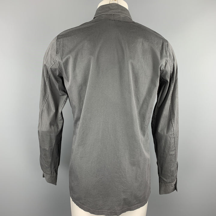 STEPHAN SCHNEIDER Size M Dark Gray Pleated Cotton Button Up Long Sleeve Shirt