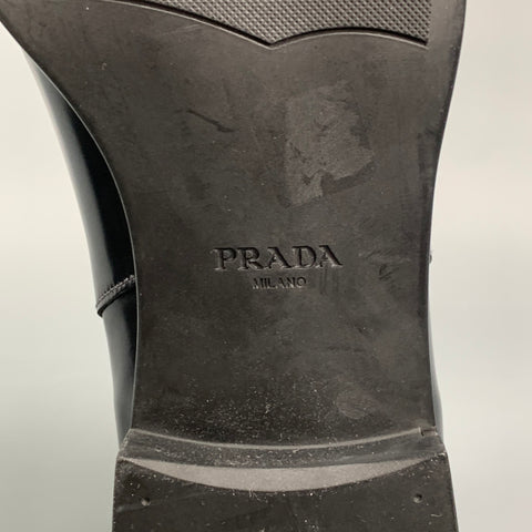 PRADA Size US 8 / UK 7  Black Brushed Leather Ankle Chelsea Boots
