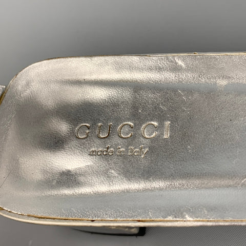 GUCCI Taille 9 Sandales à bride de cheville en cuir argenté