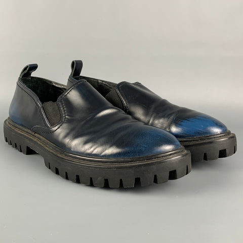 OPENING CEREMONY Taille 11 Mocassins à enfiler en cuir bleu foncé