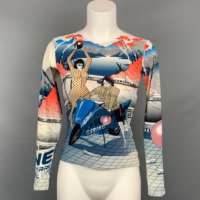 MARINE SERRE Size L Multi-Color Cartoon Print Polyamide Blend Casual Top