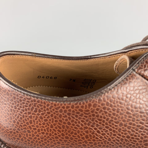 BRANDT Size 8.5 Brown Pebble Grain Leather Lace Up Shoes