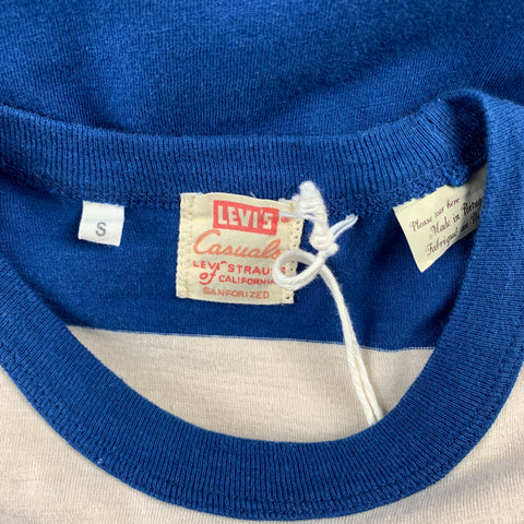 LEVI'S VINTAGE CLOTHING Size S Blue & White Stripe Cotton Crew-Neck T-shirt