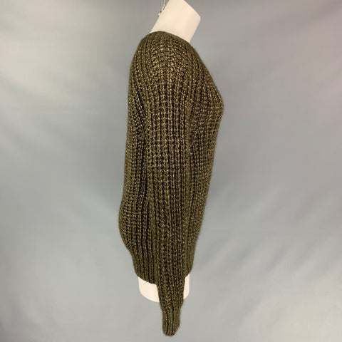 FORTE_FORTE Size S Gold & Black Knitted Mohair Blend Crew-Neck Sweater