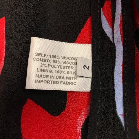PROENZA SCHOULER Taille 2 Blouse asymétrique en viscose imprimée noire et rouge
