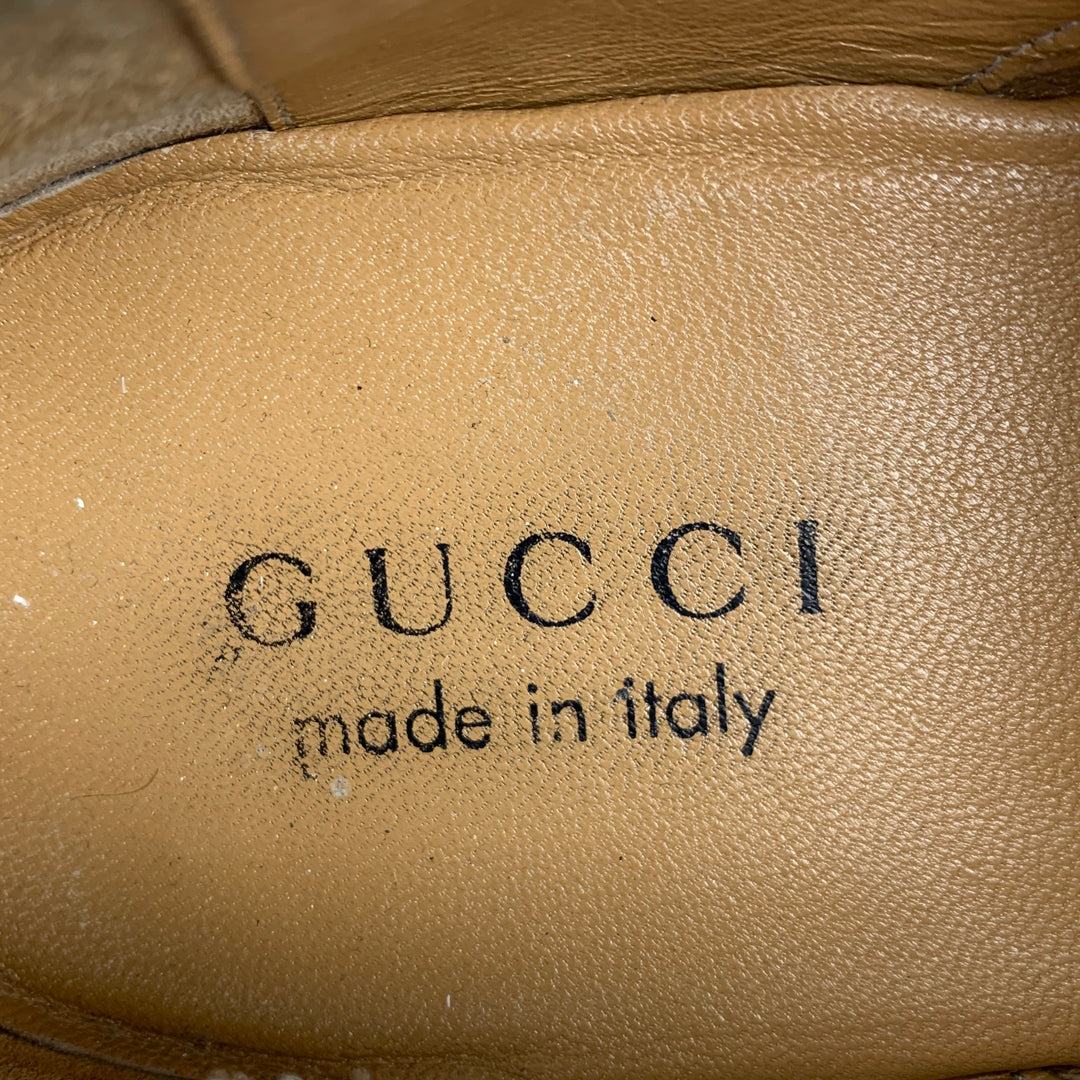 GUCCI Size 11 Cream & Beige Distressed Canvas Cap Toe Lace Up Shoes