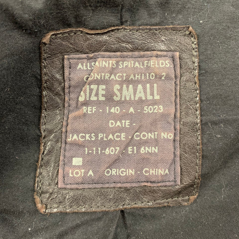 ALLSAINTS Size S Brown Distressed Leather Zip Up Jacket