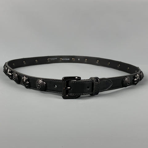BURBERRY PRORSUM SS 08 Warrior Collection Size 4 Black Embellished Leather Belt