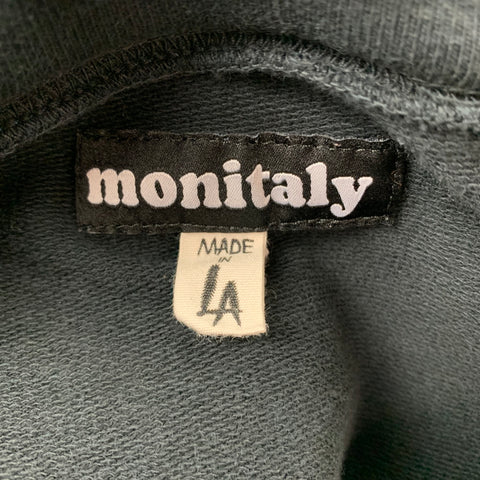 MONITALY Size S Black Abstract Cotton Cropped Sweatshirt