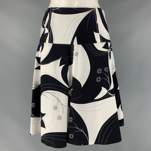 DOLCE &amp; GABBANA Taille 4 Jupe cercle abstraite en coton blanc noir