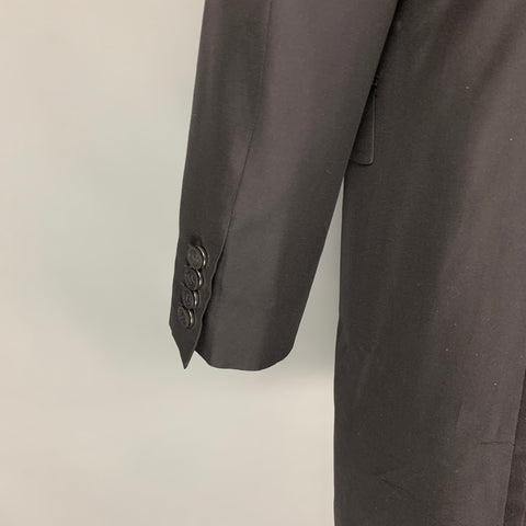 CALVIN KLEIN COLLECTION Size 38 Black Silk Notch Lapel Lightweight Coat