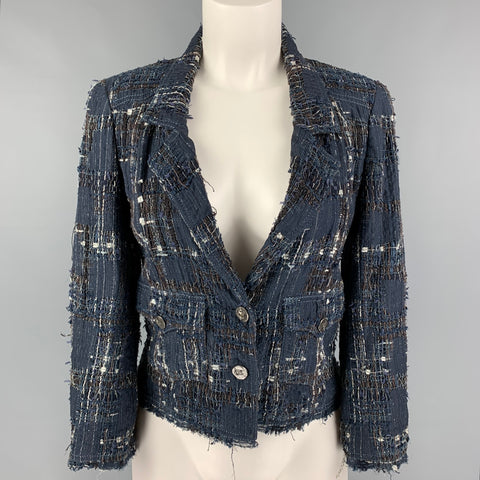 CHANEL M4298 06P Talla 4 Chaqueta bouclé multicolor azul marino