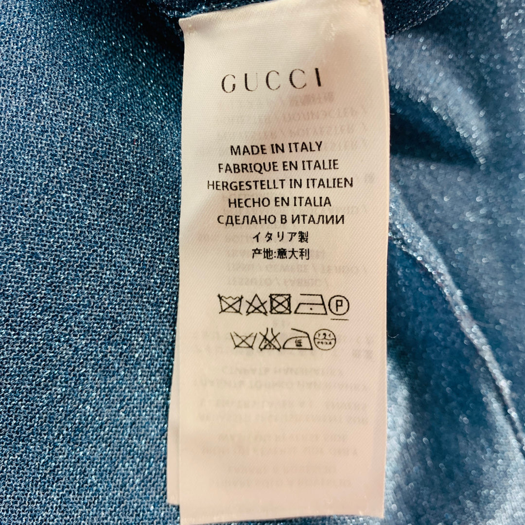 GUCCI Size S Blue Polyamide Blend Metallic Back Zip T-Shirt