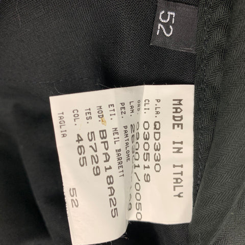 NEIL BARRETT Size 36 Black Stripe Wool Linen Pleated Dress Pants