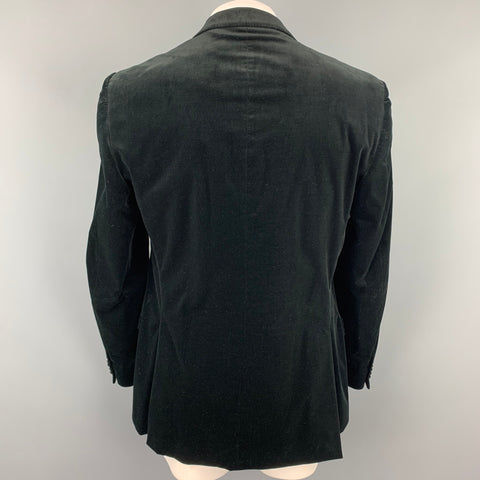 Z ZEGNA Size 44 Black Cotton Velvet Notch Lapel Sport Coat
