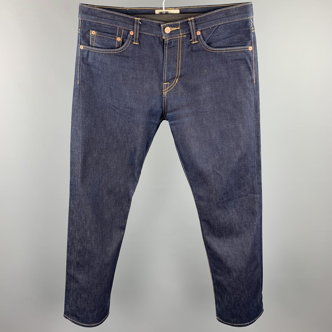 SPURR Size 34 Indigo Contrast Stitch Selvedge Denim Zip Fly Jeans