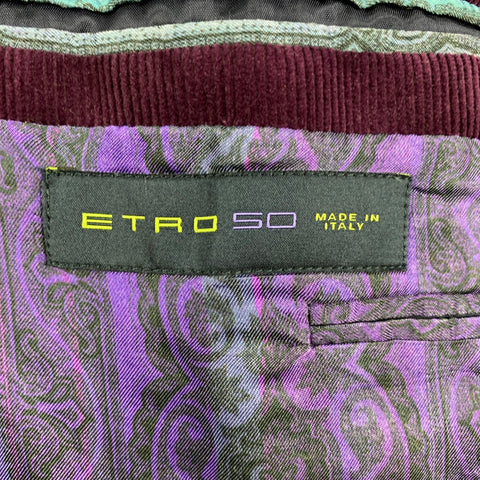 ETRO Size 40 Purple Corduroy Cotton Notch Lapel Sport Coat