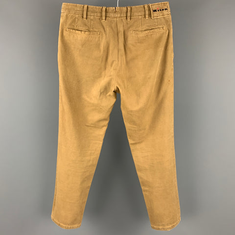 KITON Size 30 Khaki Cotton / Viscose Flat Front Casual Pants