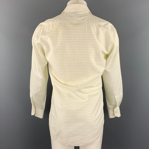 ETRO Size S White Horizontal Stripe Cotton Button Up Long Sleeve Shirt