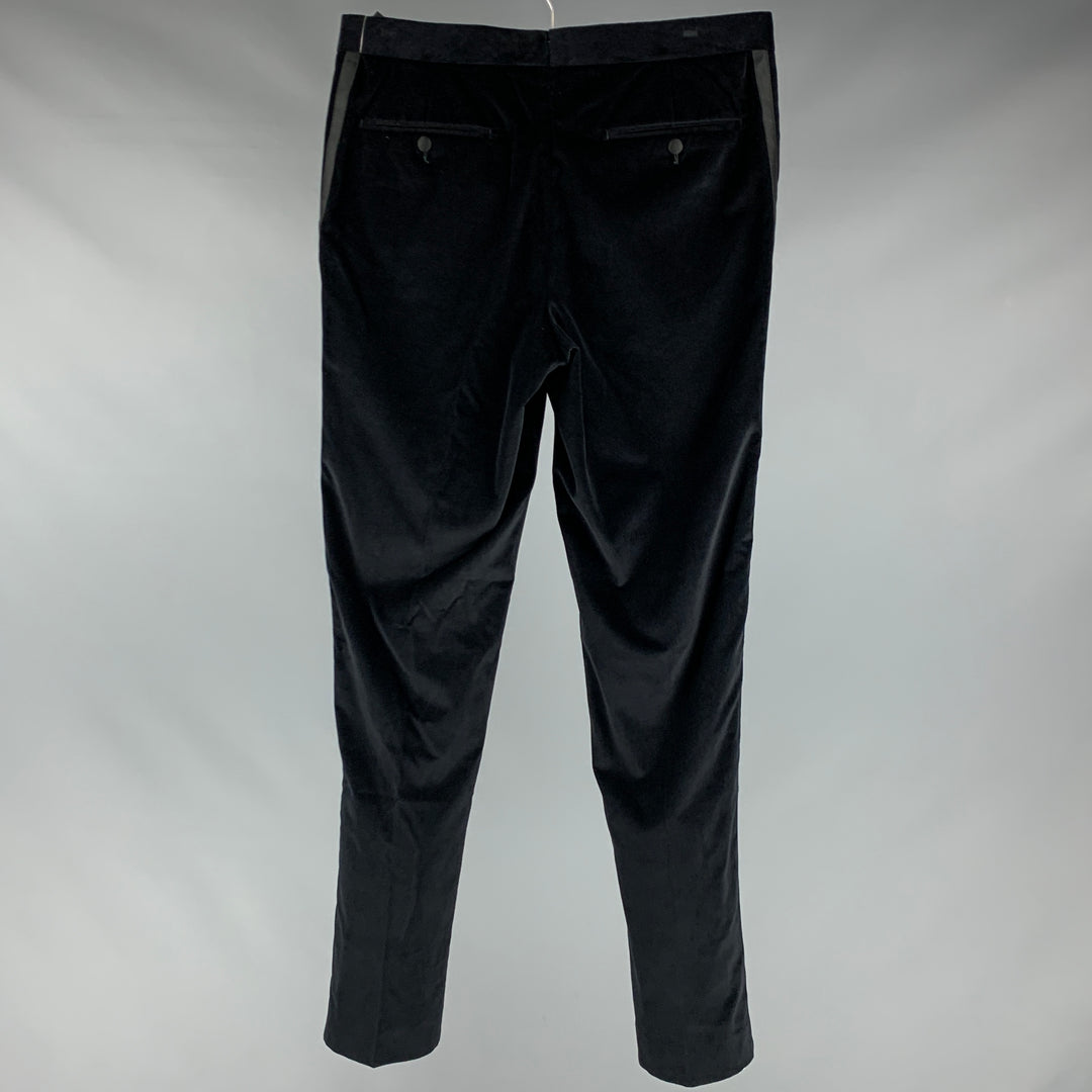 SUITSUPPLY Size 32 Black Velvet Cotton Elastane Tuxedo Dress Pants