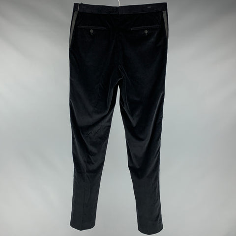 SUITSUPPLY Size 32 Black Velvet Cotton Elastane Tuxedo Dress Pants