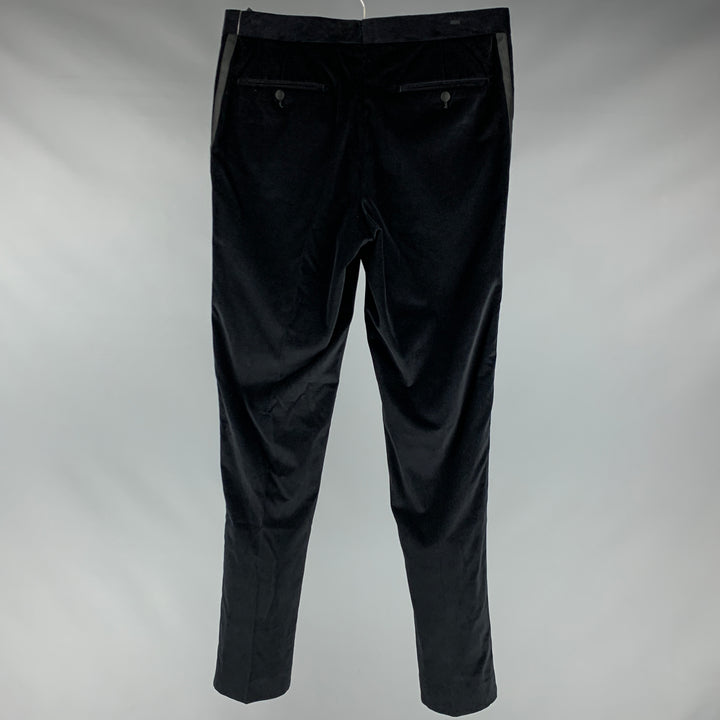 SUITSUPPLY Size 32 Black Velvet Cotton Elastane Tuxedo Dress Pants