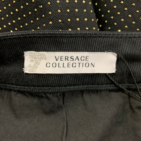 VERSACE COLLECTION Size 34 Black Gold Studded Cotton Casual Pants
