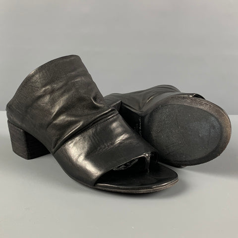 MARSELL Sandalias peep toe de cuero negro talla 7